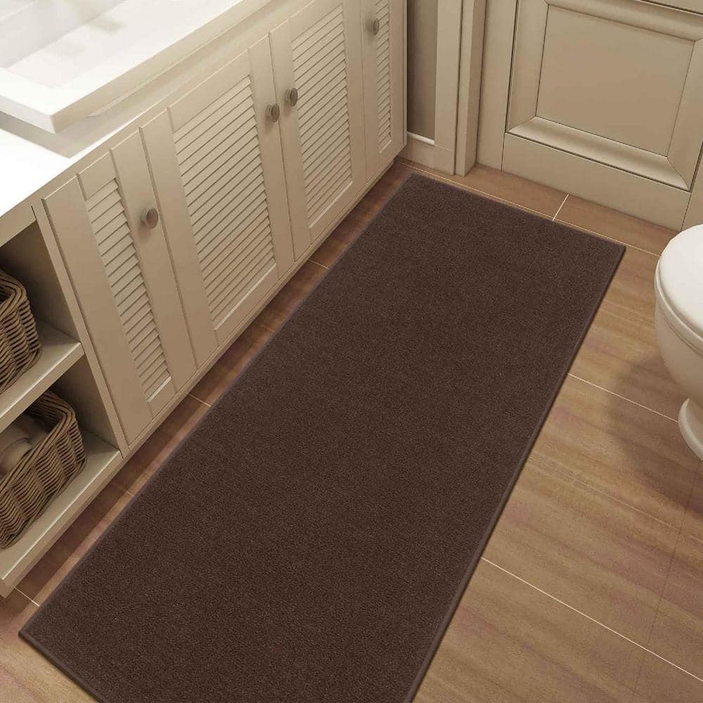 Brown Synthetic Non-Slip Rectangle Area Rug 2'2" x 6'