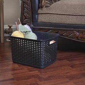 12736 Tall Wicker Weave Plastic Laundry Storage Basket, Brown (6 Pack)