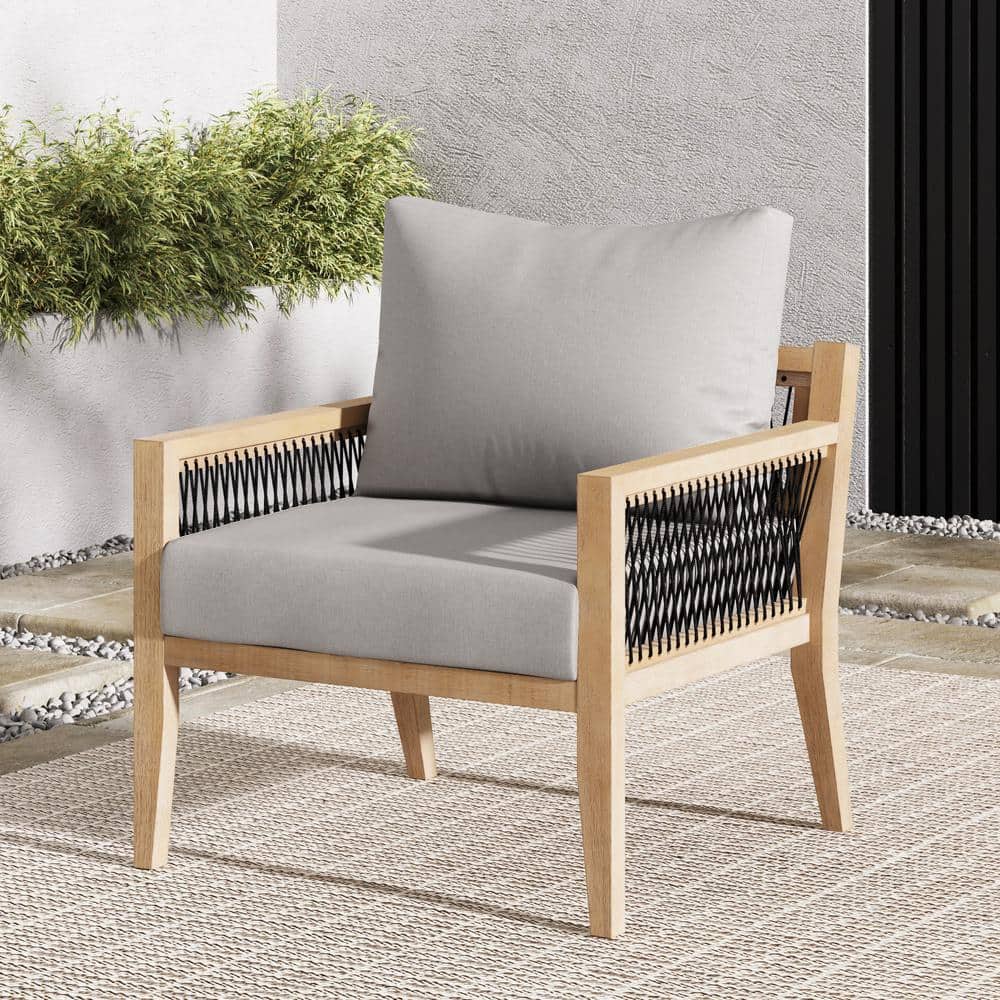 Freya Bohemian Acacia Wood Outdoor Armchair with Cushions