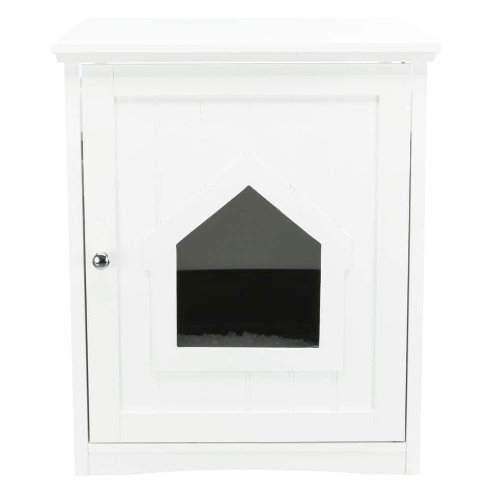 TRIXIE Standard Wood Litter Box Enclosure with Top Shelf in White 40293