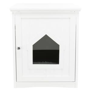 Standard Wood Litter Box Enclosure with Top Shelf in White