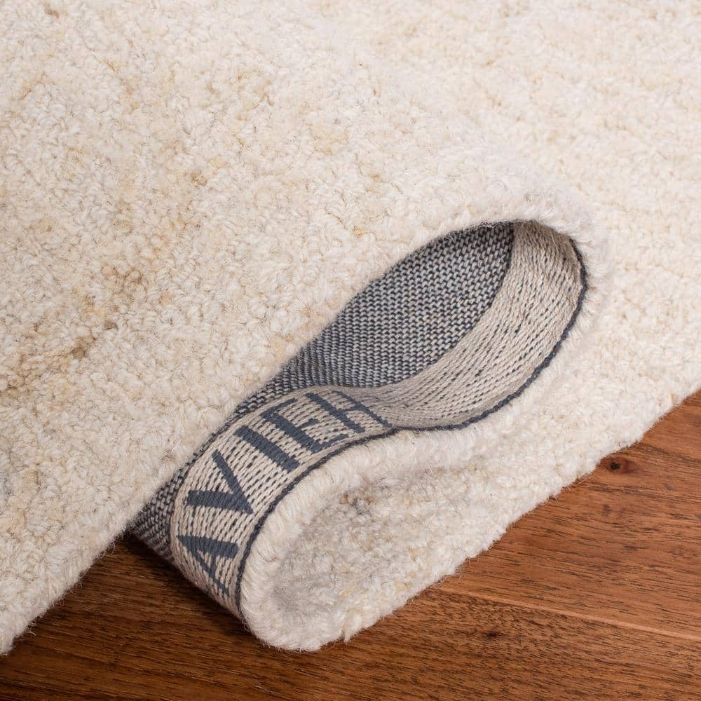 Ivory Beige 6' Round Handmade Wool Tufted Rug