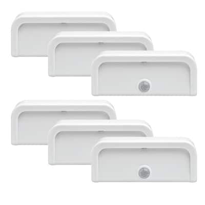 Indoor Battery Powered Motion Activated LED Mini Stick Anywhere Night Light, White (6-Pack)