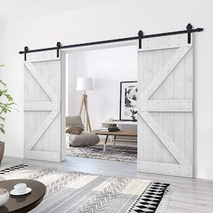 AIOPOP HOME Modern Honeycomb Designed 64 in. x 80 in. MDF Panel White  Painted Double Sliding Barn Door with Hardware Kit MC1564X80DWT - The Home  Depot