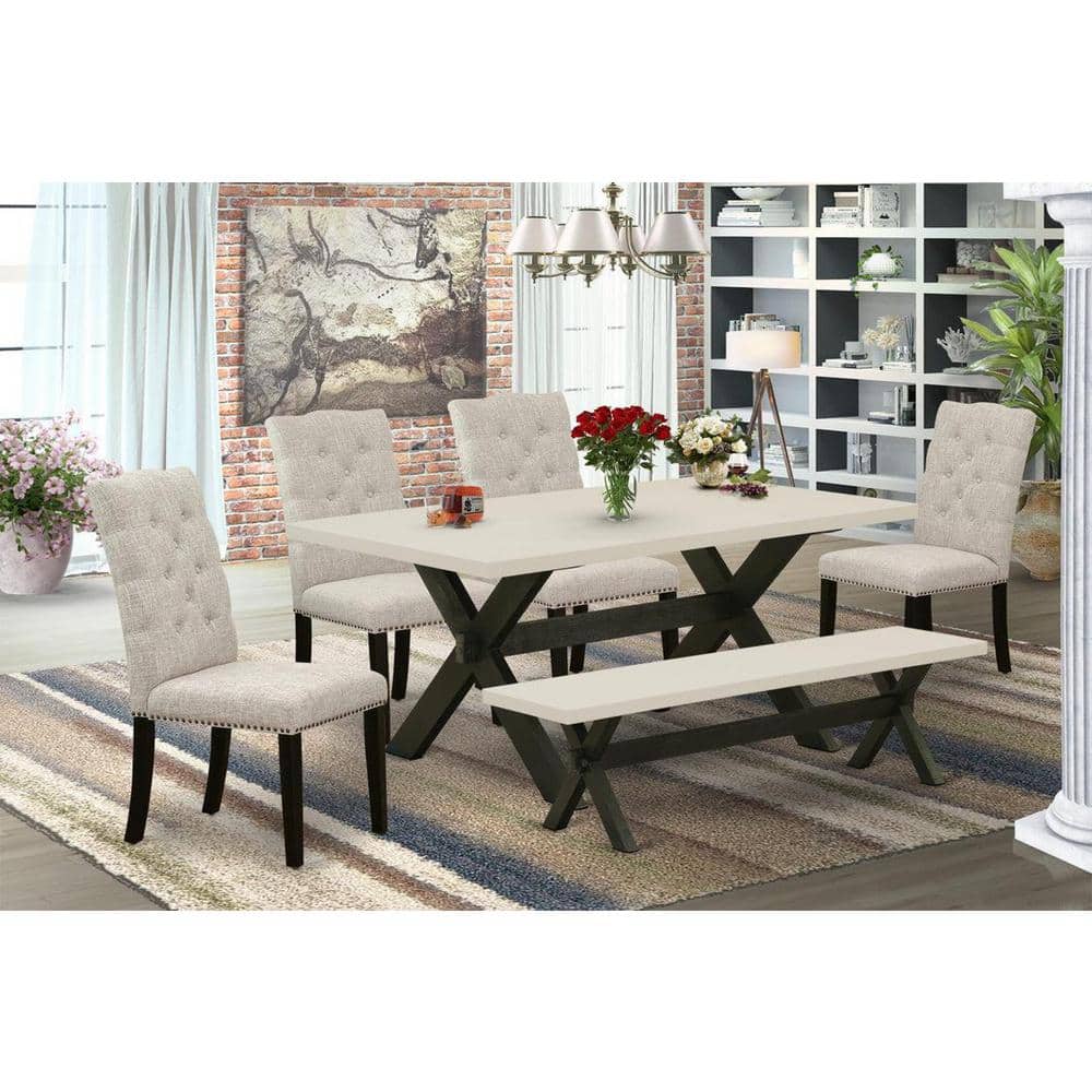 6-Piece Rectangle Natural Oak Finish Solid Wood Top Dining Table with 1-Bench, 4-Chairs with Lattice Back price history on PriceWatchPro