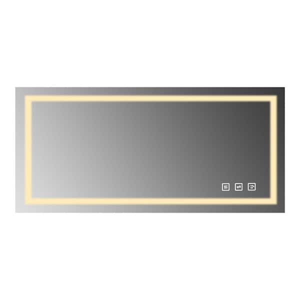 60 in. W x 28 in. H Rectangular Frameless LED Light Anti-Fog Wall Mount Bathroom Vanity Mirror Super Bright