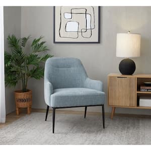 Marcel Light Blue Fabric and Black Metal Arm Chair