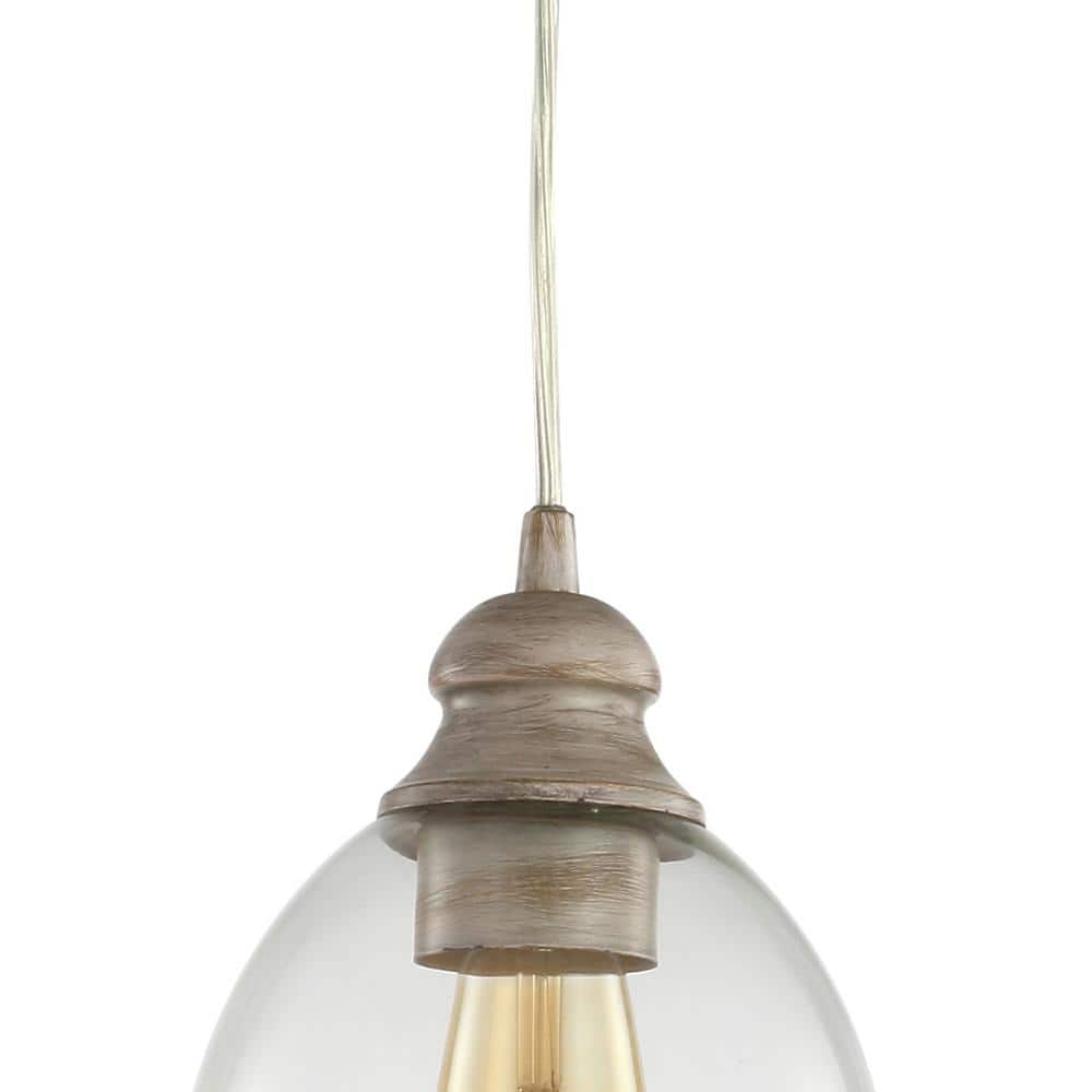Fontaine 6.25" Adjustable Greige Glass LED Pendant Light