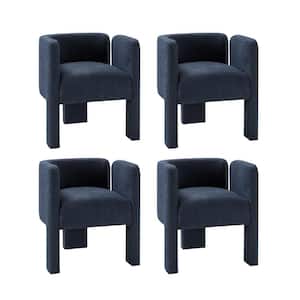 Edgar Navy Right-facing Cutout Dining Chair with Low Back and 3-Legged Design (Set of 4)