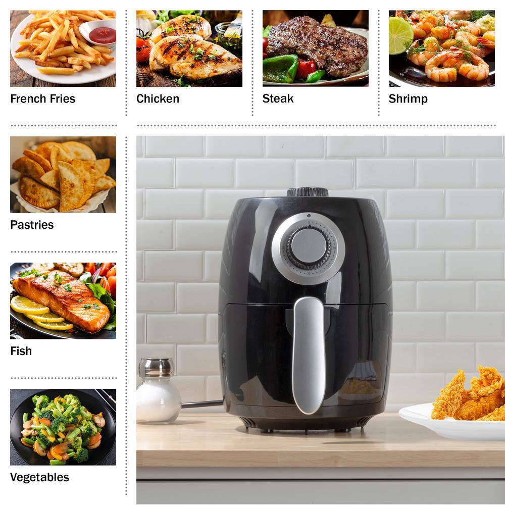 Compact Black 2.3-Quart Electric Air Fryer with Nonstick Interior