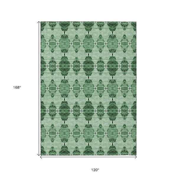 Emerald, Green 10 ft. x 14 ft. Woven Moroccan Polyester Rectangle Indoor/Outdoor Area Rug