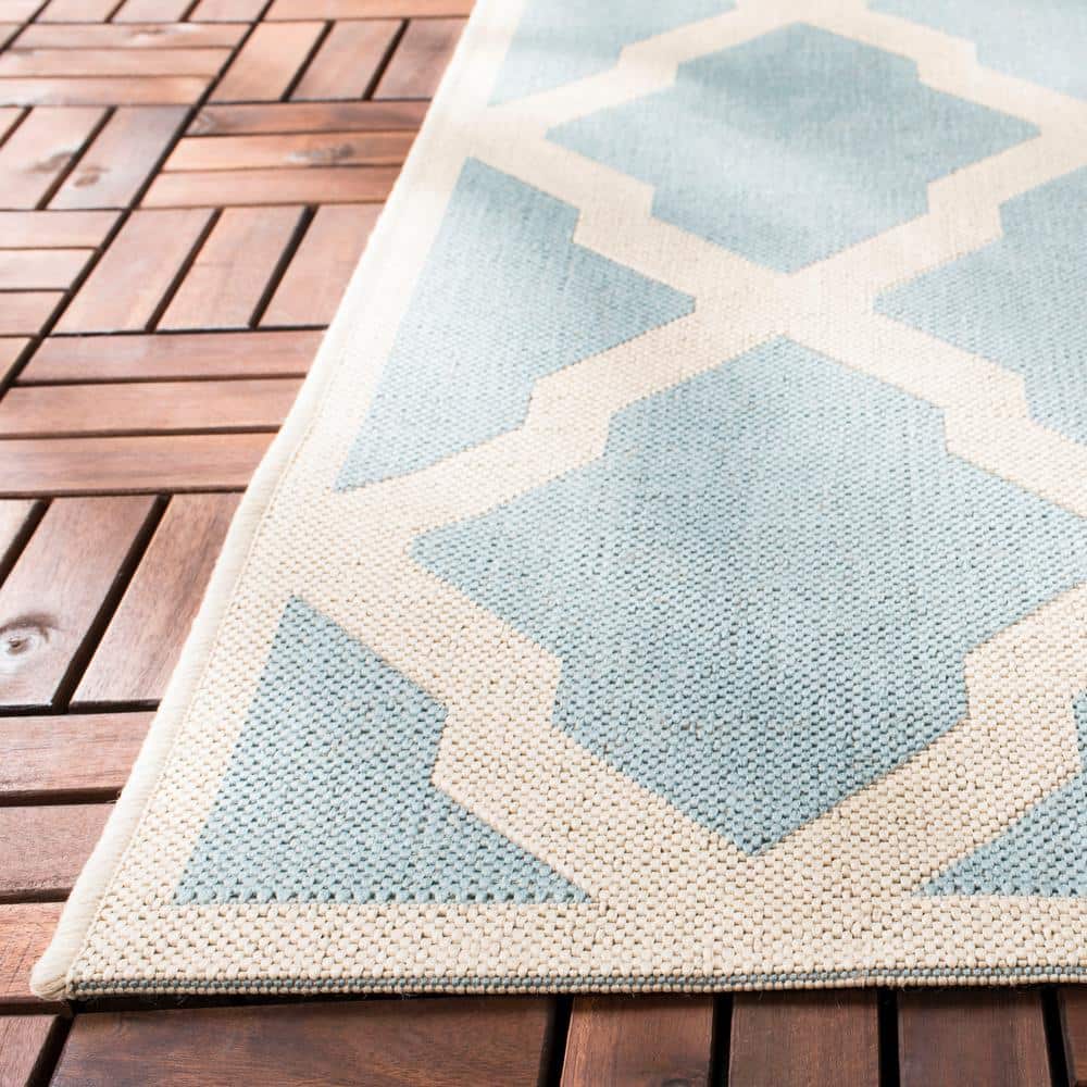 Blue Geometric 8' x 10' Stain-Resistant Synthetic Rug