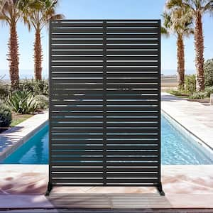 72 in. H x 47 in. W Galvanized Metal Wall Decal Outdoor Privacy Screens Garden Fence Louvered in Black