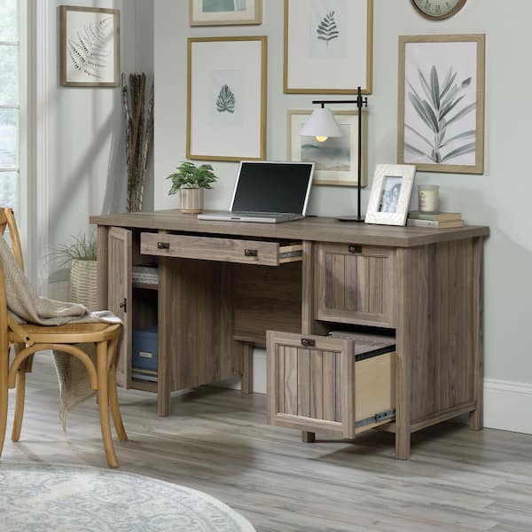 SAUDER Costa  in. Washed Walnut Computer Desk with File Storage  428727 - The Home Depot