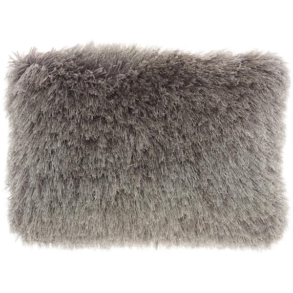 Lifestyles Charcoal Shag 20 in. x 20 in. Throw Pillow