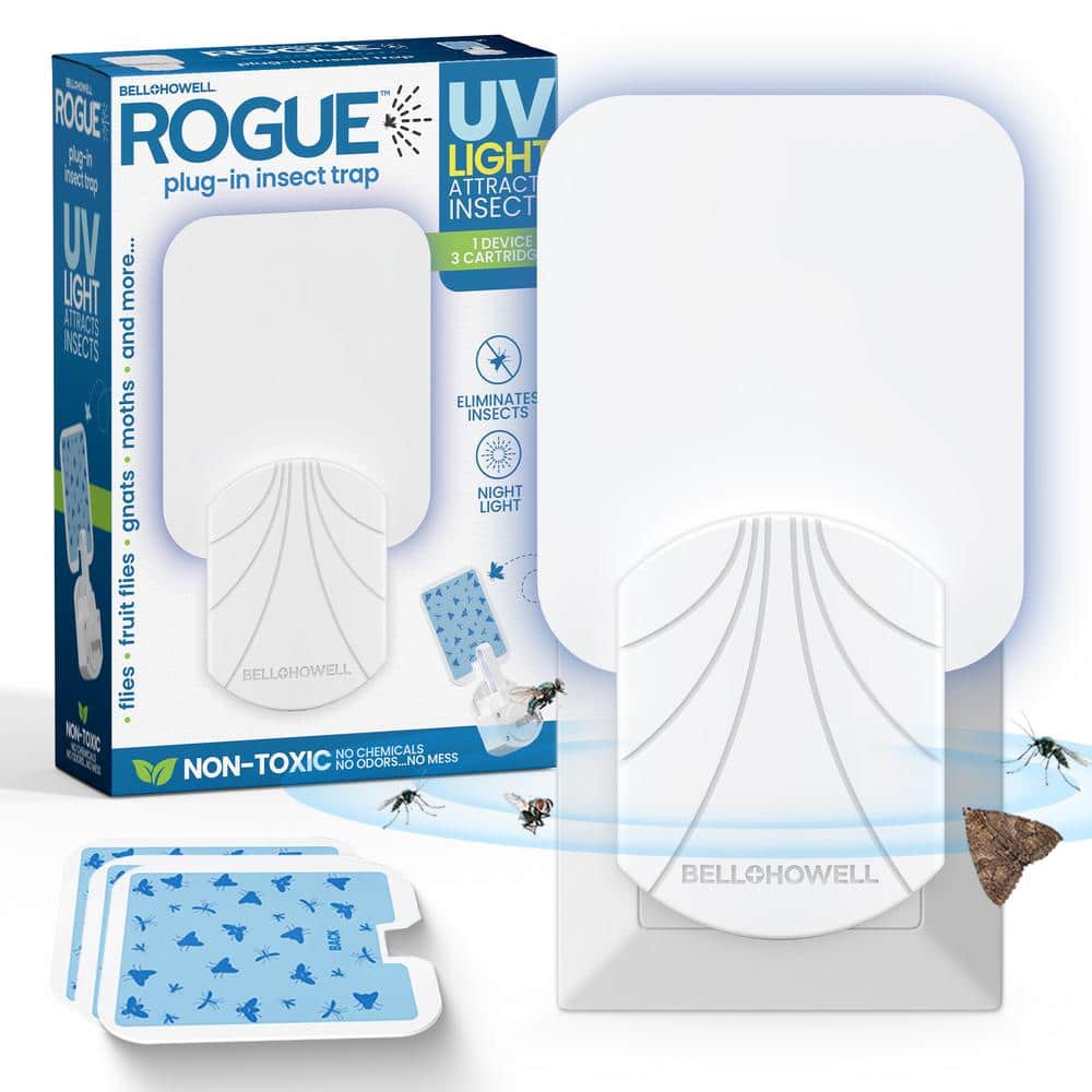 Bell + Howell Rogue Indoor Plug-In Insect Trap for Fruit Flies, Gnats and House Flies with UV Lights