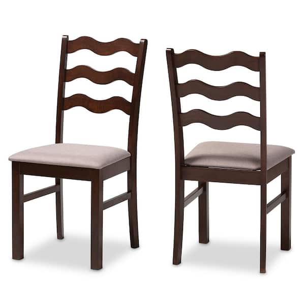 Baxton Studio Amara Warm Grey and Dark Brown Dining Side Chair (Set of 2)