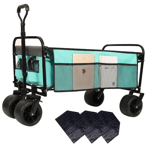 Minimeetall Extension Wagon Cart, 225Lbs, Heavy Duty, for Camping Fishing, Black