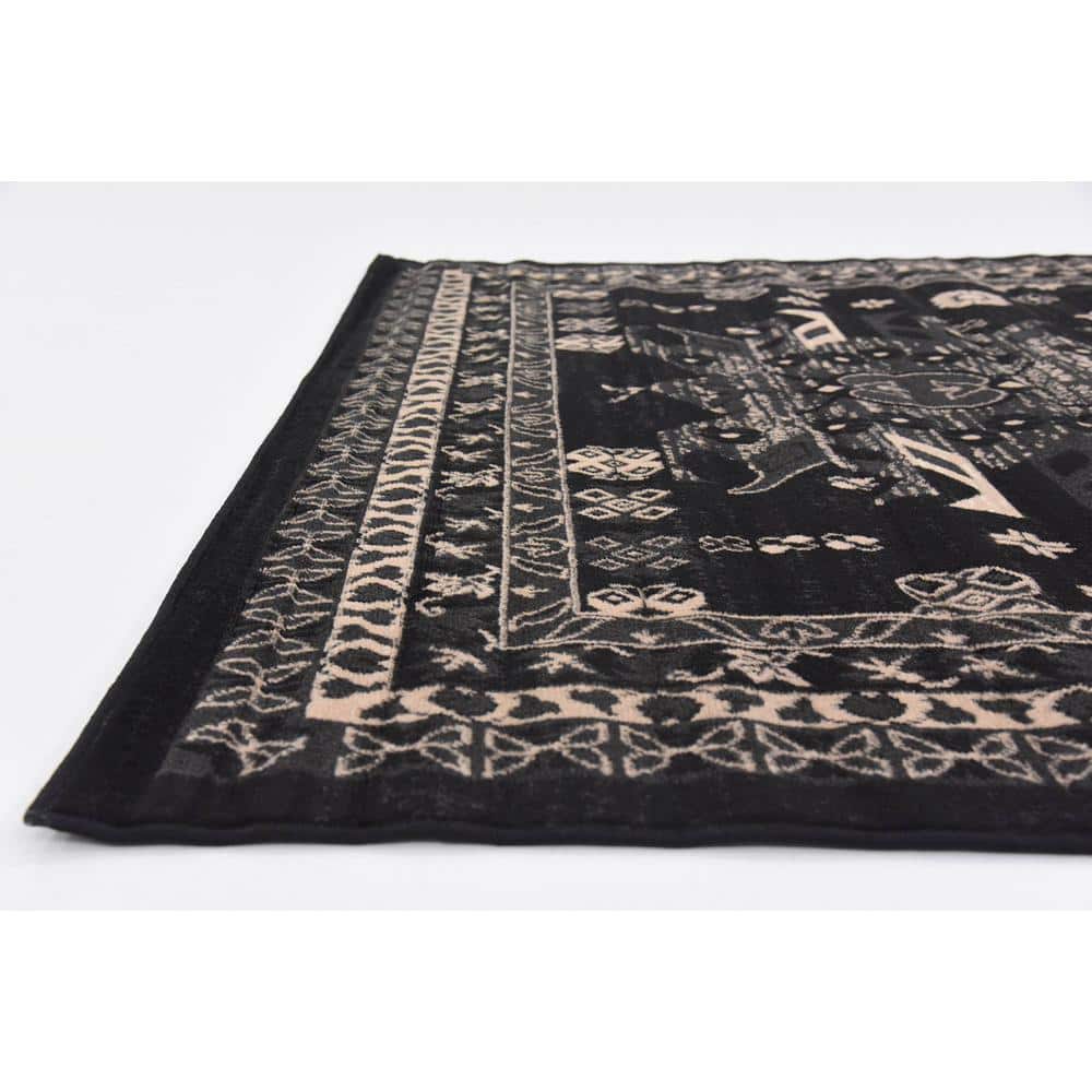 Black and Gray 6' x 9' Synthetic Rectangular Area Rug