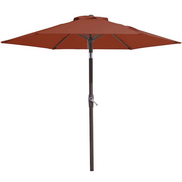 Unbranded 7.5 ft. Iron Market Tilt Patio Umbrella in Red with Push Button Tilt