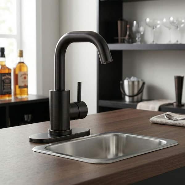 Single Handle Bar Faucet with 360° Spout Swivel in Oil Rubbed Bronze (Deckplate Included)