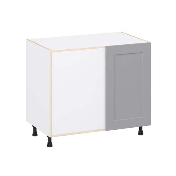 Roseland 39 in. W x 24 in. D x 34.5 in. H Assembled Shaker Left Blind Corner Kitchen Cabinet in Slate Gray