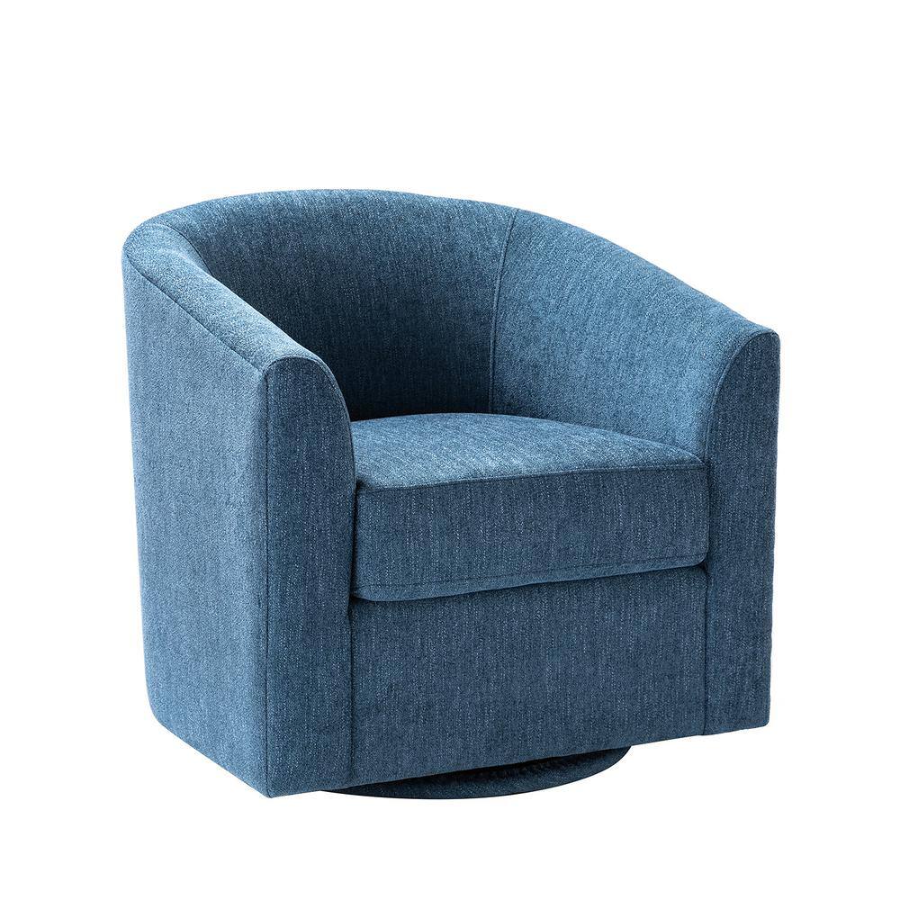 ARTFUL LIVING DESIGN Antonia Indigo Barrel Chair with Metal Swivel Base