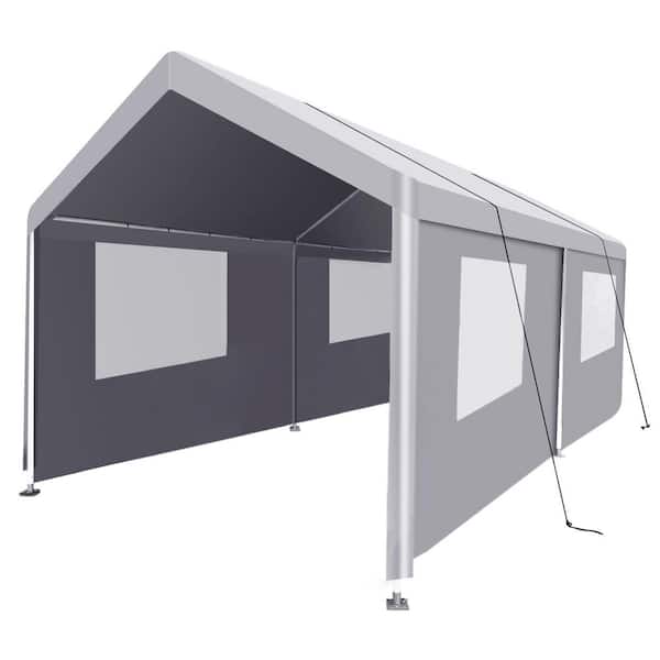 10 ft. W x 20 ft. D x 9.25 ft. H Gray Roof Metal Heavy-Duty Portable Carport