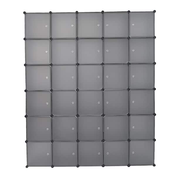Winado 83 in. H x 17.72 in. W x 68.9 in. D Gray Plastic Portable Closet with Cube Organizer