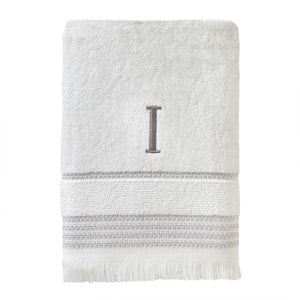 Casual Monogram Letter I Bath Towel, white, cotton