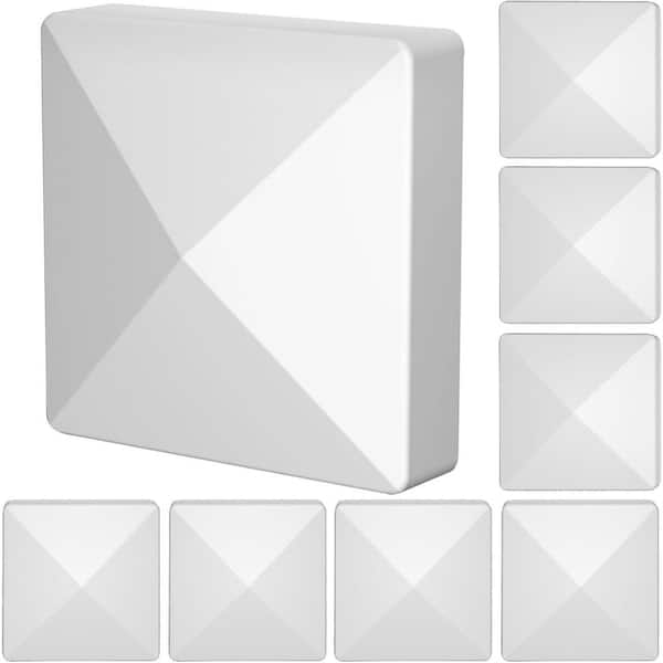 Vinyl Fence Post Caps White Decorative Pyramid Cover for Fence Deck Mailbox Posts Outdoor Use (8-Pack)