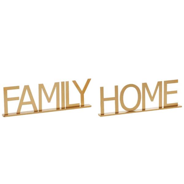 Litton Lane 3 in. H Metal Family, Home Decorative Sign (Set of 2)
