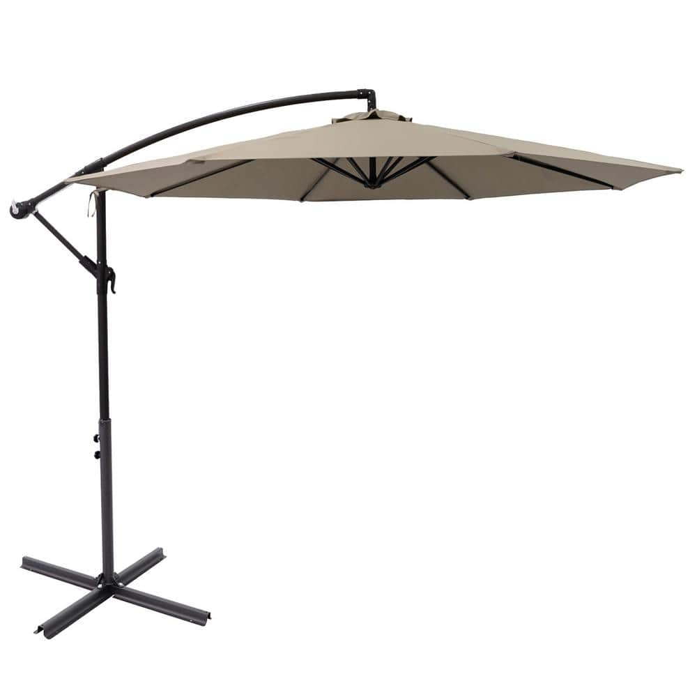 C-Hopetree 10 ft. Steel Cantilever Patio Umbrella with Cross Base Stand ...