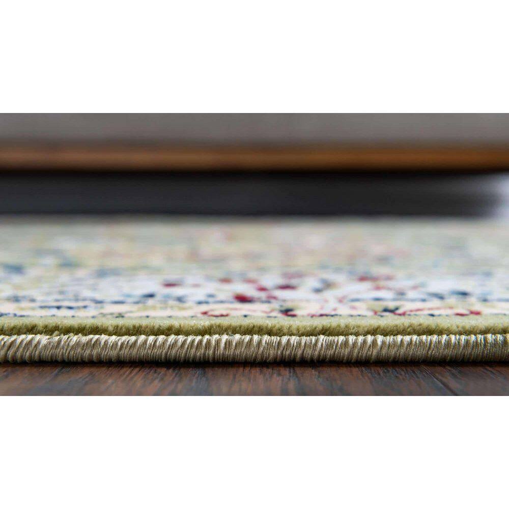 Green and Ivory Rectangular Floral Synthetic Area Rug 10' x 13'