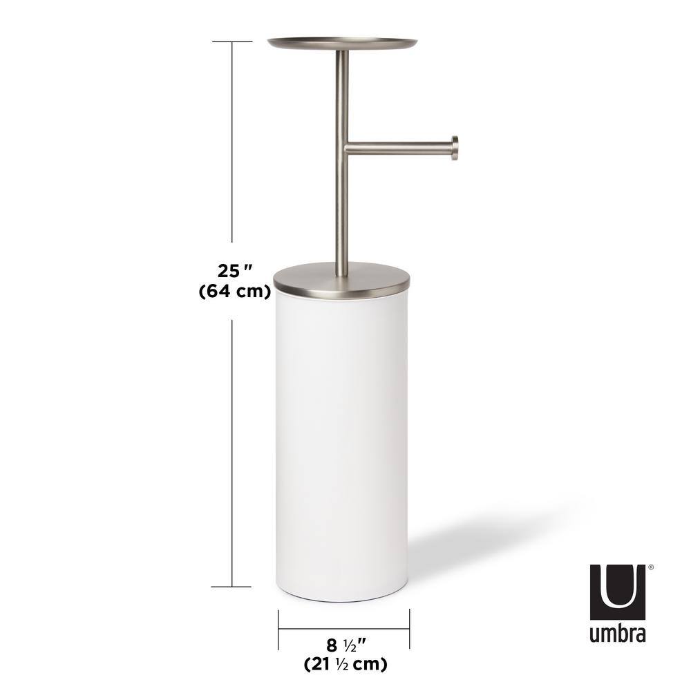 White Nickel Freestanding Toilet Paper Holder with Storage