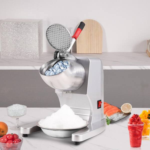 VEVOR Ice Crushers Machine 220lbs per Hour Electric Snow Cone Maker with 4 Blades Stainless Steel Shaved Ice Machine with Cover and Bowl 300W Ice