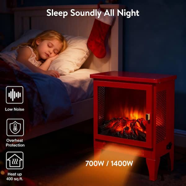 ToolCat 14 in. Freestanding Fireplace Heater 400 sq. ft. Electric