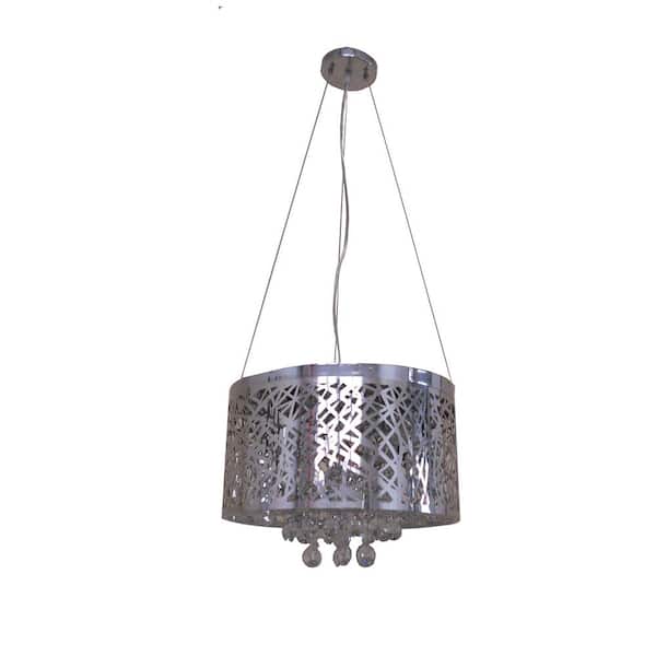 Filament Design 6-Light Chrome Chandelier with Chrome Steel Shade