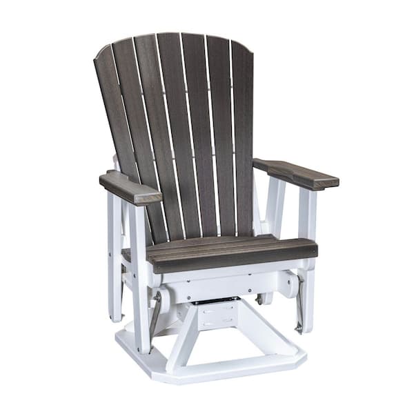 American Furniture Classics Adirondack Series 1-Person White High Density Plastic Resin Outdoor Swivel Glider