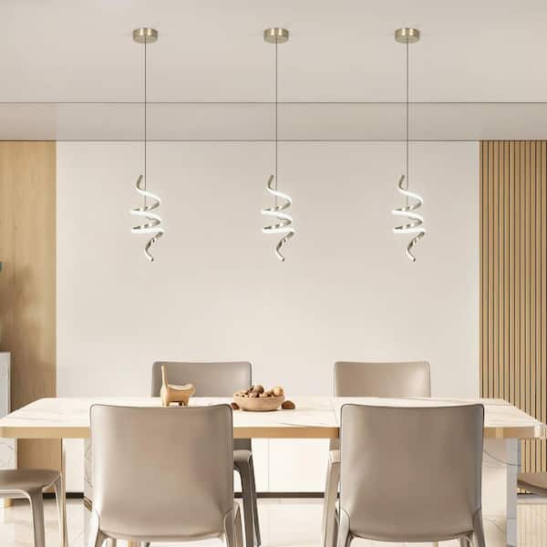 RayHome 1-Light Modern Brushed Nickel Integrated LED Pendant Light Fixture for Kitchen Living Room Entry Foyer