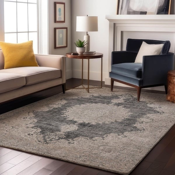 Mayfield Premium Machine Washable Abstract AMF1003 Black 5 ft. x 7 ft. 6 in. Area Rug