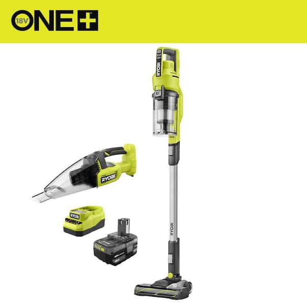 ONE+ 18V Lithium-Ion Cordless Stick Vacuum Multi Surface Hand Vacuum Combo Kit with (1) 4 Ah Battery and Charger