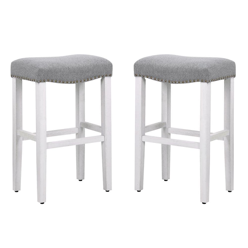 29" Upholstered Saddle Seat Counter Stool, Set of 2