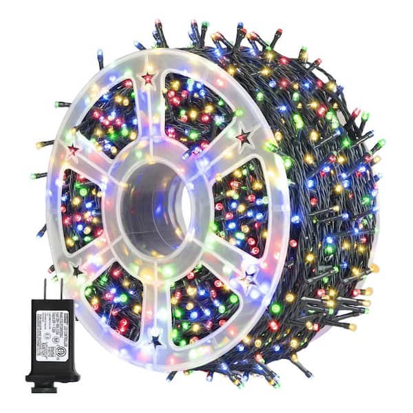 500 Lights 164 ft. Indoor/Outdoor Plug-in Fairy LED Christmas String Light, Waterproof, 8 Modes for Home, Multicolor
