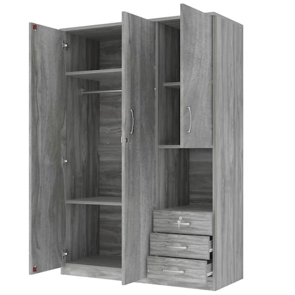 ★MIM the wardrobe★ Burr MW251HT6BK Harper & Bright Designs Gray 47.2 in. 2-Doors Wooden