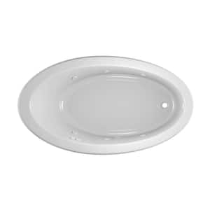 Signature 66 in. x 38 in. Oval Whirlpool Bathtub with Right Drain in White with Heater