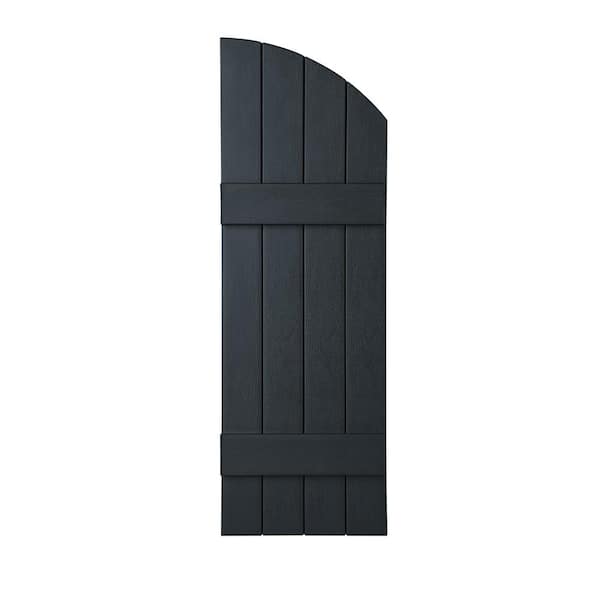 Ply Gem 15 in. x 43 in. Polypropylene Plastic 4-Board Closed Arch Top Board and Batten Shutters Pair in Dark Spruce