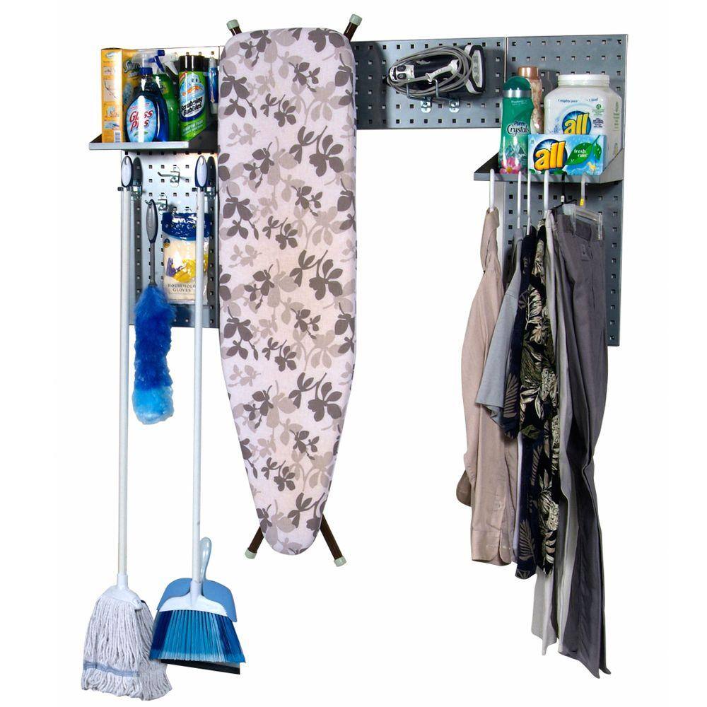 Triton Products 3/8 in. (3) 18-Gauge Steel Square Hole Pegboard Silver Laundry Room Organizer Kit LBS30L-SLV - The Home Depot