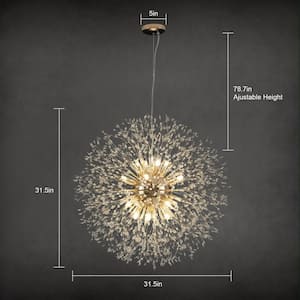 Calzada 16-Light Gold Decor Dandelion Firework Chandelier with Bulbs