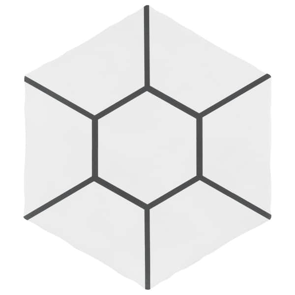 Merola Tile Palm Honeycomb Hex White 6 in. x 7 in. Porcelain Floor and Wall Tile (2.97 sq. ft./Case)